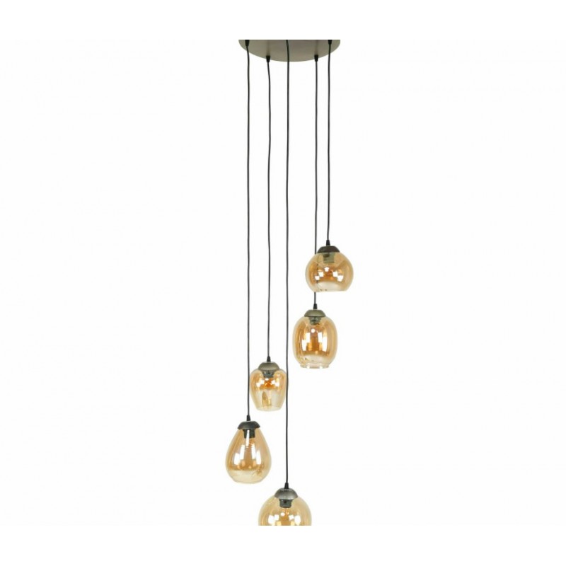 ZI Hanging lamp 5L stepped mix gold